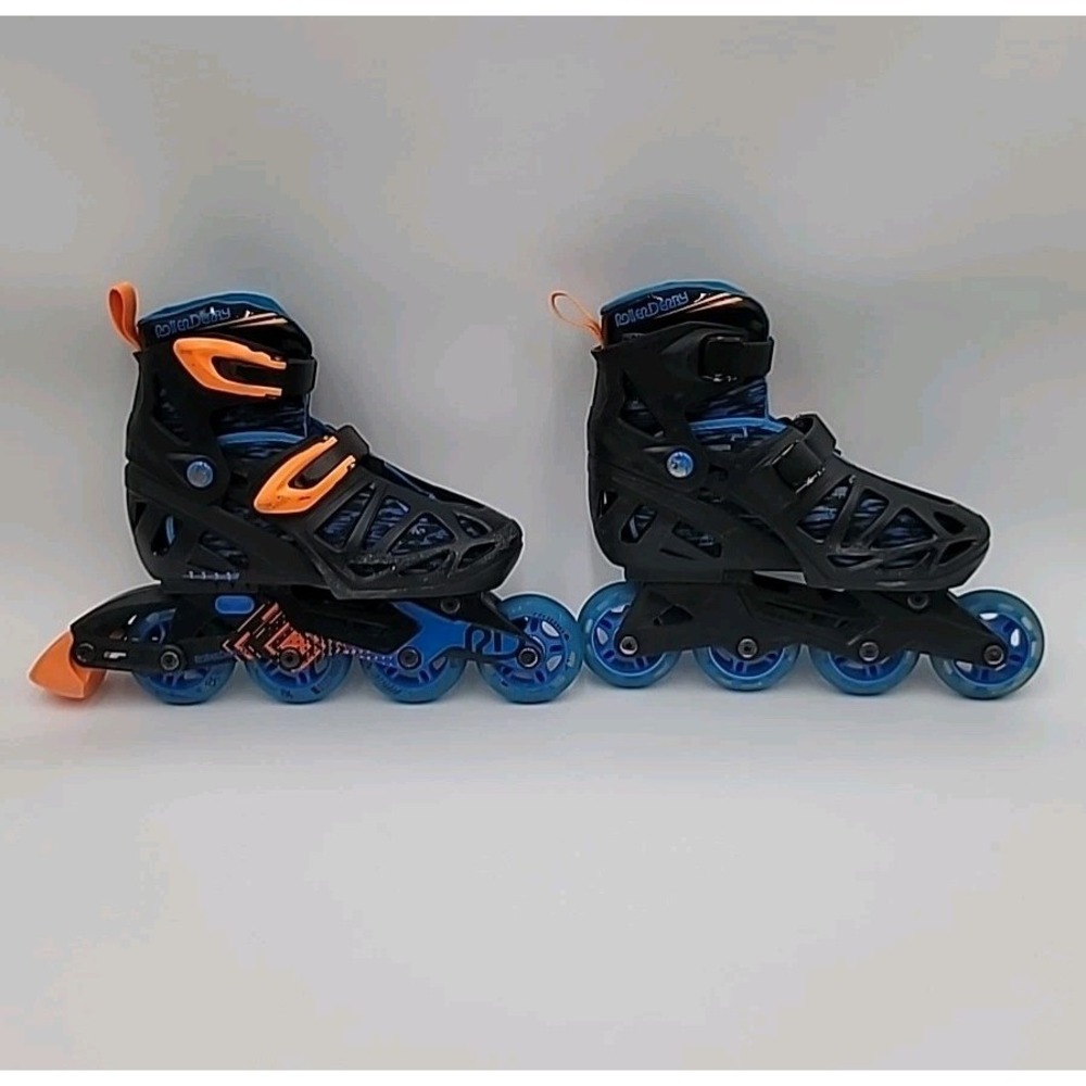 Boys Roller Derby Tracer Adjustable Size‎ 2-5 Inline Skates Blue Orange